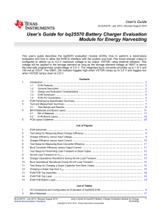 User`s Guide for bq25570 Battery Charger Evaluation Module for