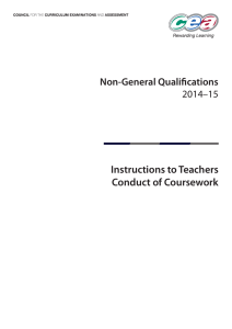 Instructions to Teachers Conduct of Coursework