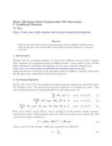 Block (2D Space-Time Compressible NS) Derivation I