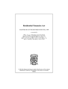 Residential Tenancies Act - The Nova Scotia Legislature
