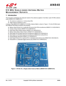 915 MHz Single-ended Antenna Matrix Measurement Reports