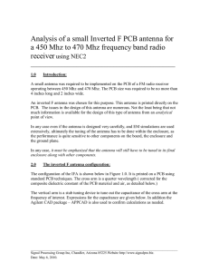 Analysis of a small Inverted F PCB antenna for a 450 Mhz to 470