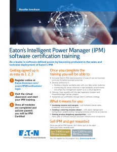 Eaton`s Intelligent Power Manager (IPM) software certification training