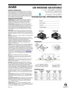 4331SQ Lensed Pinhole Adjustable Trims Specification