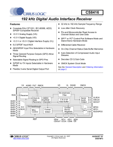 192 kHz Digital Audio Interface Receiver CS8416
