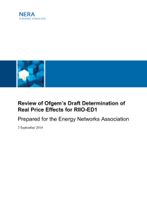 Review of Ofgem`s Draft Determination of Real Price Effects for RIIO