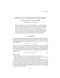 Newton`s law of heating and the heat equation