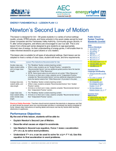 Newton`s Second Law of Motion