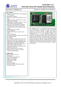 AXM22001-2A-C IEEE 802.11b/g WiFi Module Board Datasheet