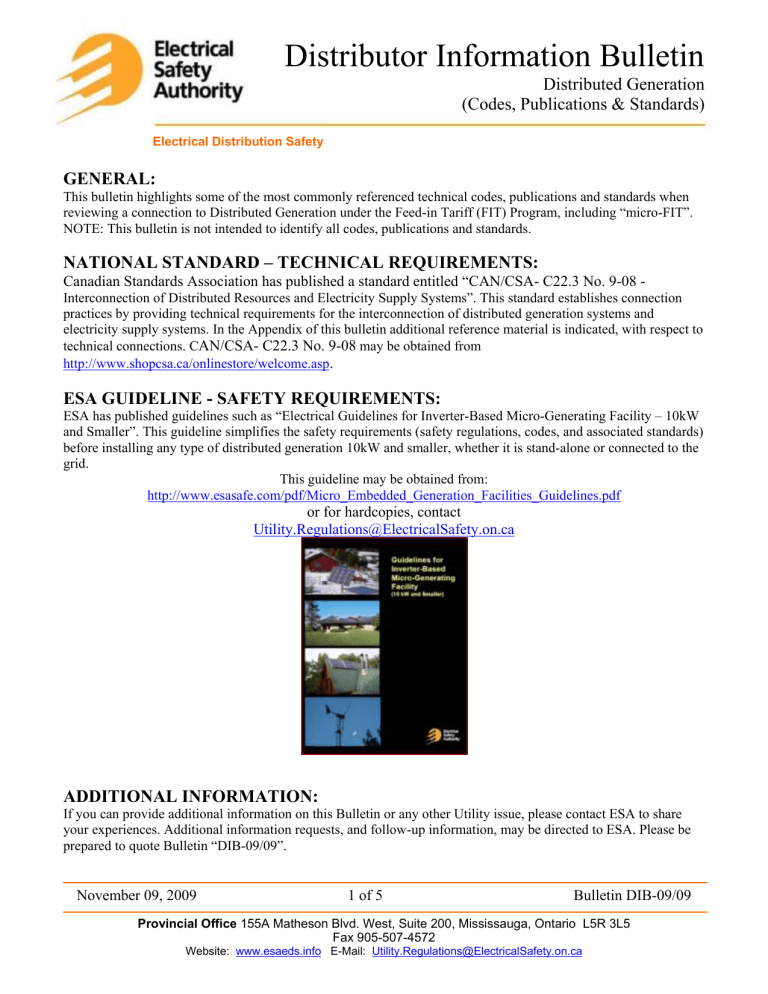 Distributor Information Bulletin