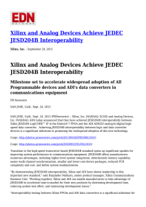 Xilinx and Analog Devices Achieve JEDEC JESD204B
