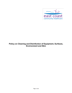 Policy on Cleaning and Disinfection of Equipment, Surfaces