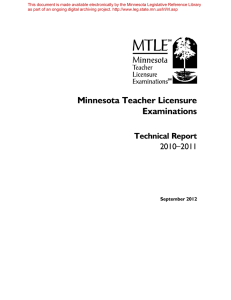 Minnesota Teacher Licensure Examinations Technical Report