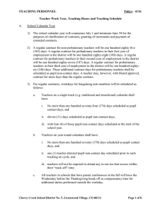 4116 Teacher Work Year, Teaching Hours and Teaching Schedule