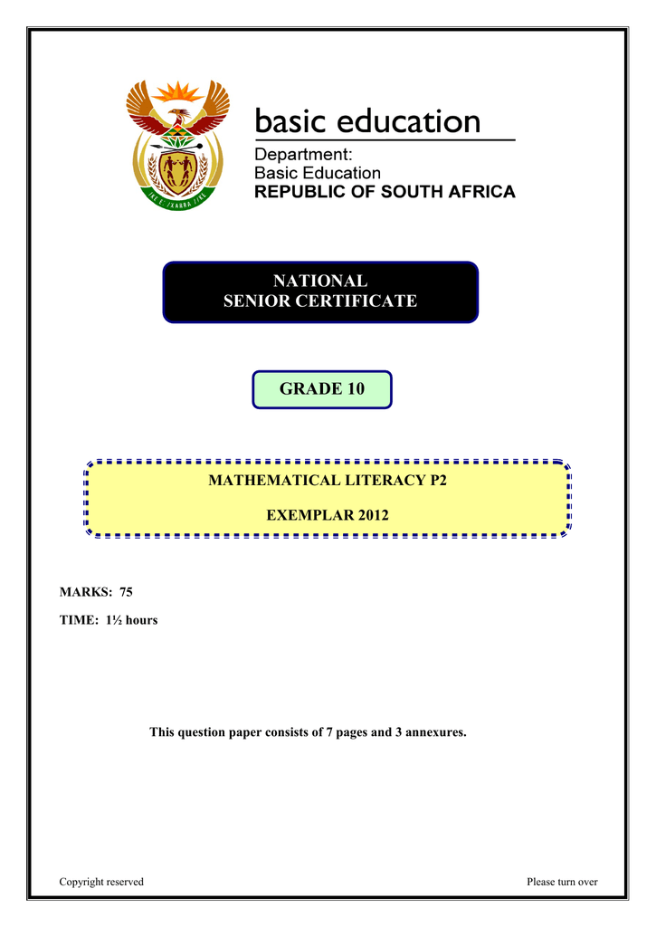 mathematical literacy grade 10 assignment 2022