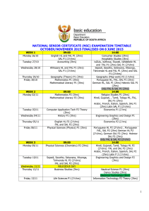 Grade 12 NSC Timetable