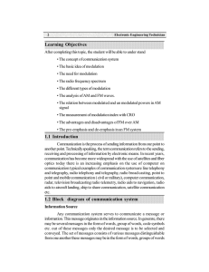 Learning Objectives 1.1 Introduction 1.2 Block diagram of