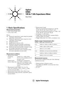 1. Basic Specifications Agilent 4268A 120 Hz/1 kHz Capacitance