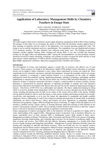 Application of Laboratory Management Skills by Chemistry