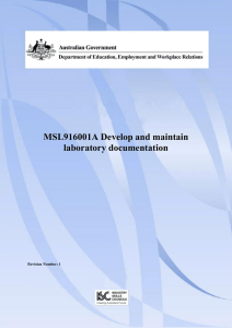 MSL916001A Develop and maintain laboratory documentation