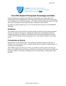 Ford PAS Student Prerequisites