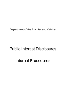 public interest disclosures - Department of the Premier and Cabinet