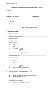Standard Assessment Form for Postgraduate courses