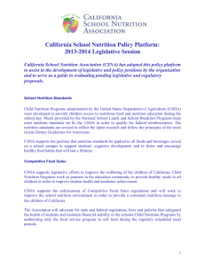 CSNA Policy Platform 2013-2014 - California School Nutrition