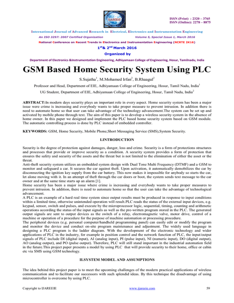 GSM Based Home Security System Using PLC