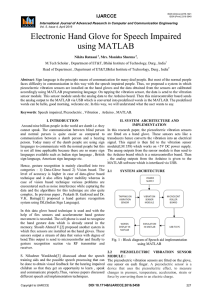 Electronic Hand Glove for Speech Impaired using MATLAB