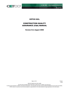 CETCO GCL CONSTRUCTION QUALITY ASSURANCE (CQA