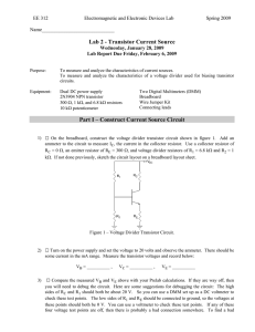 Lab 2 - Transistor Current Source Part I – Construct