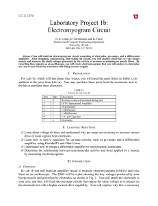 Laboratory Project 1b: Electromyogram Circuit