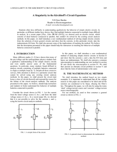 A Singularity in the Kirchhoff`s Circuit Equations