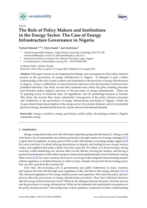 The Role of Policy Makers and Institutions in the Energy Sector: The