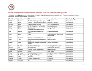 Industry Working Group Participants for the Renewable Resources