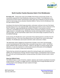North Carolina Teacher Becomes State`s First WindSenator