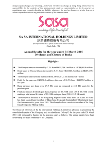 SA SA INTERNATIONAL HOLDINGS LIMITED