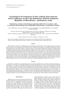Geochemical investigation of Sasa tailings dam material