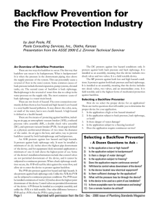 Backflow Prevention for the Fire Protection Industry