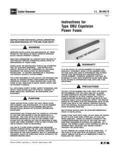 Instructions for Type DBU Expulsion Power Fuses