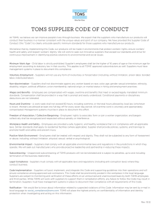 TOMS SUPPLIER CODE OF CONDUCT