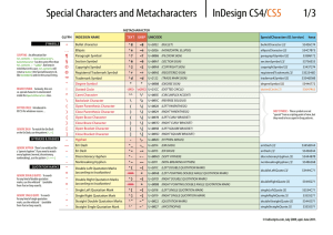 InDesign CS4 Special Characters
