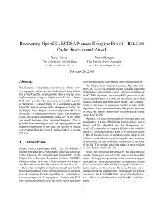 Recovering OpenSSL ECDSA Nonces Using the FLUSH+RELOAD