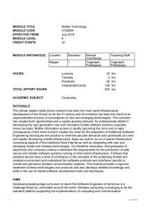 MODULE TITLE Mobile Technology MODULE CODE COM594