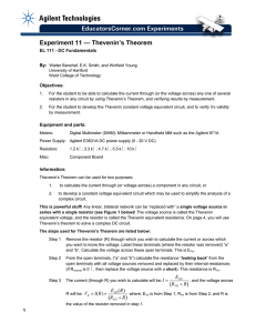 Experiment 11 — Thevenin`s Theorem