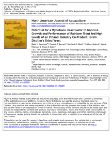 North American Journal of Aquaculture Potential for a Mycotoxin