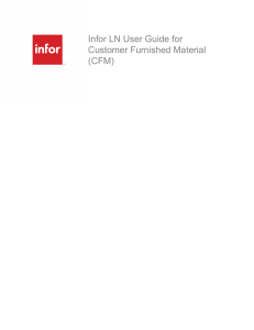 User Guide for Customer Furnished Material (CFM)
