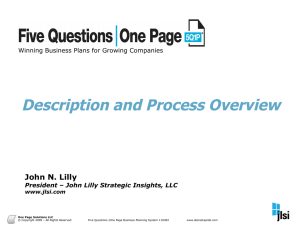 Five Questions One Page Business Planning System 110817