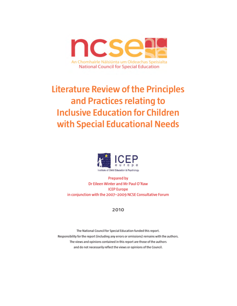 example of a literature review on inclusive education